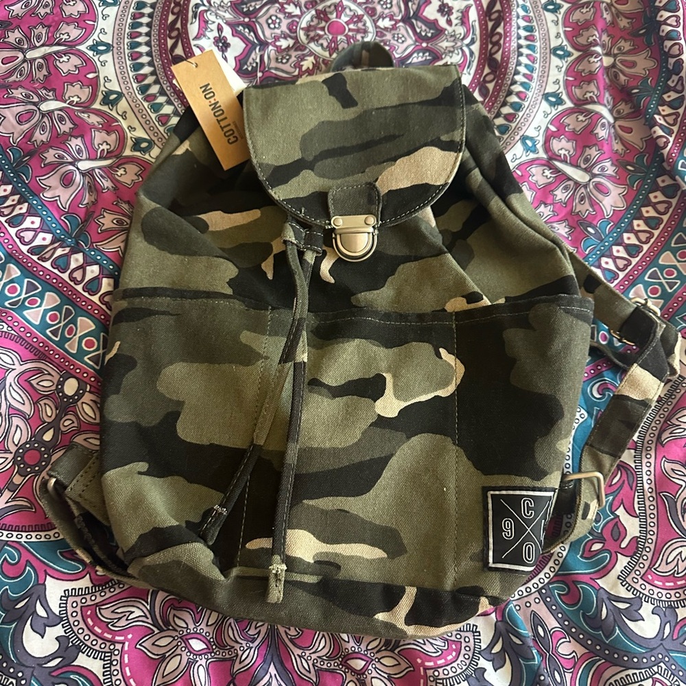 Cotton On Green Camouflage Backpack